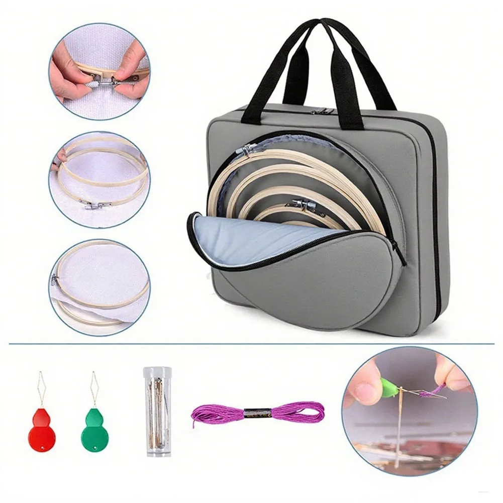 

1PC Crochet Storage Bag 33*8*30cm Embroidery Set Tools Embroidery Bag Cross Stitch Thread DIY Craft Storage Bags For Home