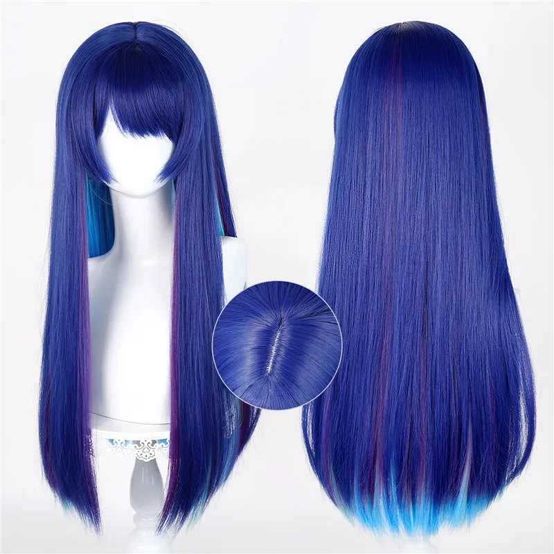 Already Styled Mostima Cosplay Wig Game Arknights Mostima Blue Cos Wigs Hair With Multi Color for Halloween Carnival Costume