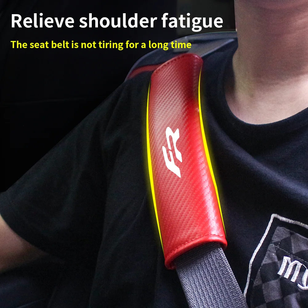 Car Seat Belt Cover Shoulder Pad Protector Cover Safety Belt Padding Pad Cushion Carbon Fiber For Seat FR Auto Accessories