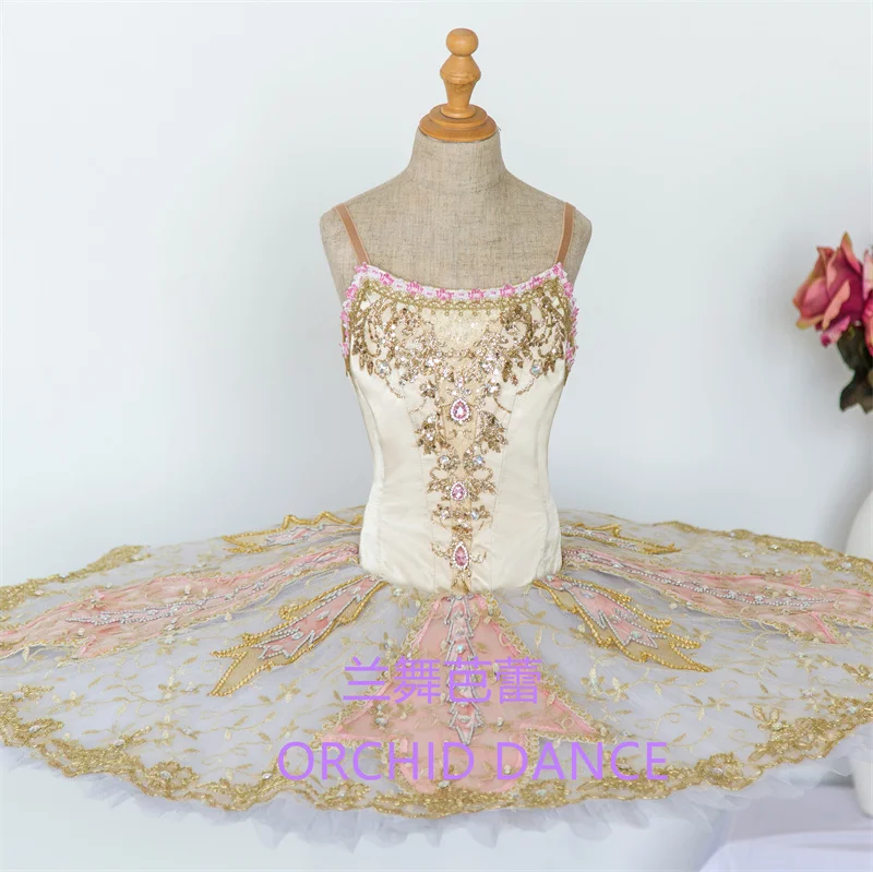 

Sexy Custom Size Professional High Quality Women Competition Performance Wear Girls Swan Lake Golden Ballet Tutu Costumes