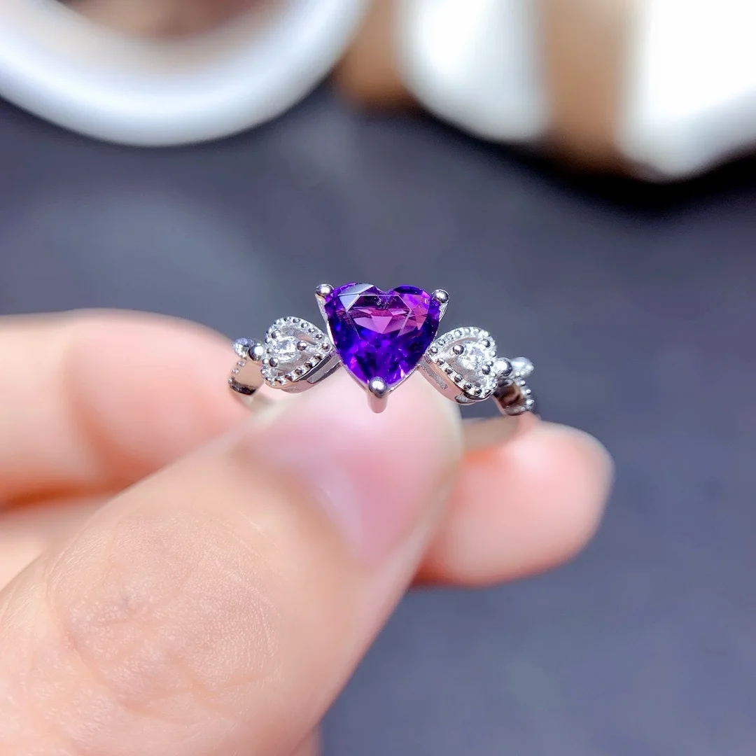 

Luxury Natural Amethyst S925 Sterling Silver Ring Handcrafted Designer Piece Featuring A Brilliant Fiery Gemstone