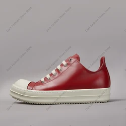 Casual Shoes Men Low Top Quality Leather Dark Red Lace Up Brand Luxury Designer Trainers Thick Sole Ro Women Flat Sneakers