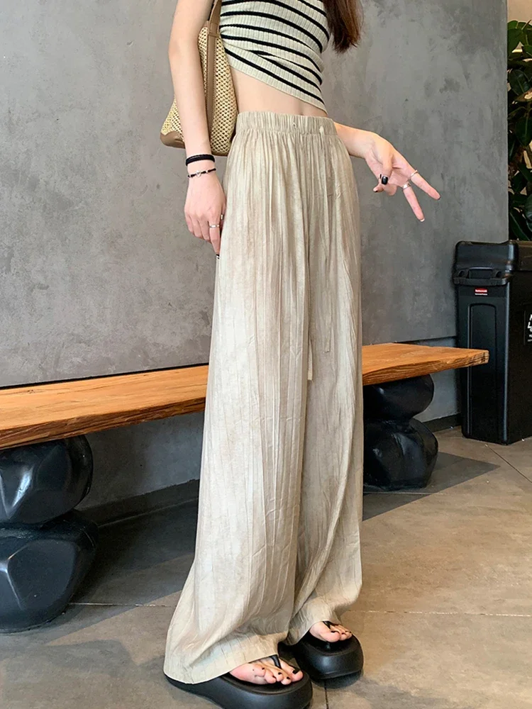 Summer Classic Solid Color Loose Simple Female Wide Leg Pants New Street Thin Style Fashion Office Ladies Casual Women Pants