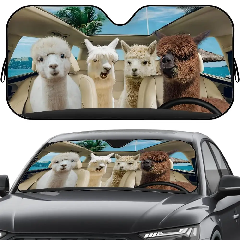 

Driving Alpacas Sun Visor Reusable Aluminum Foil Car Windshield Sun Visor UV Protector Heat Insulation Cover Shade