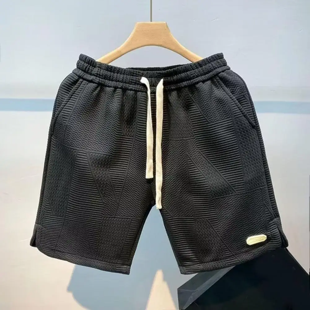 Pantalones cortos deportivos de verano para hombre, Shorts informales con bolsillos y cordón, pierna ancha hasta la rodilla, para gimnasio, Adolescentes