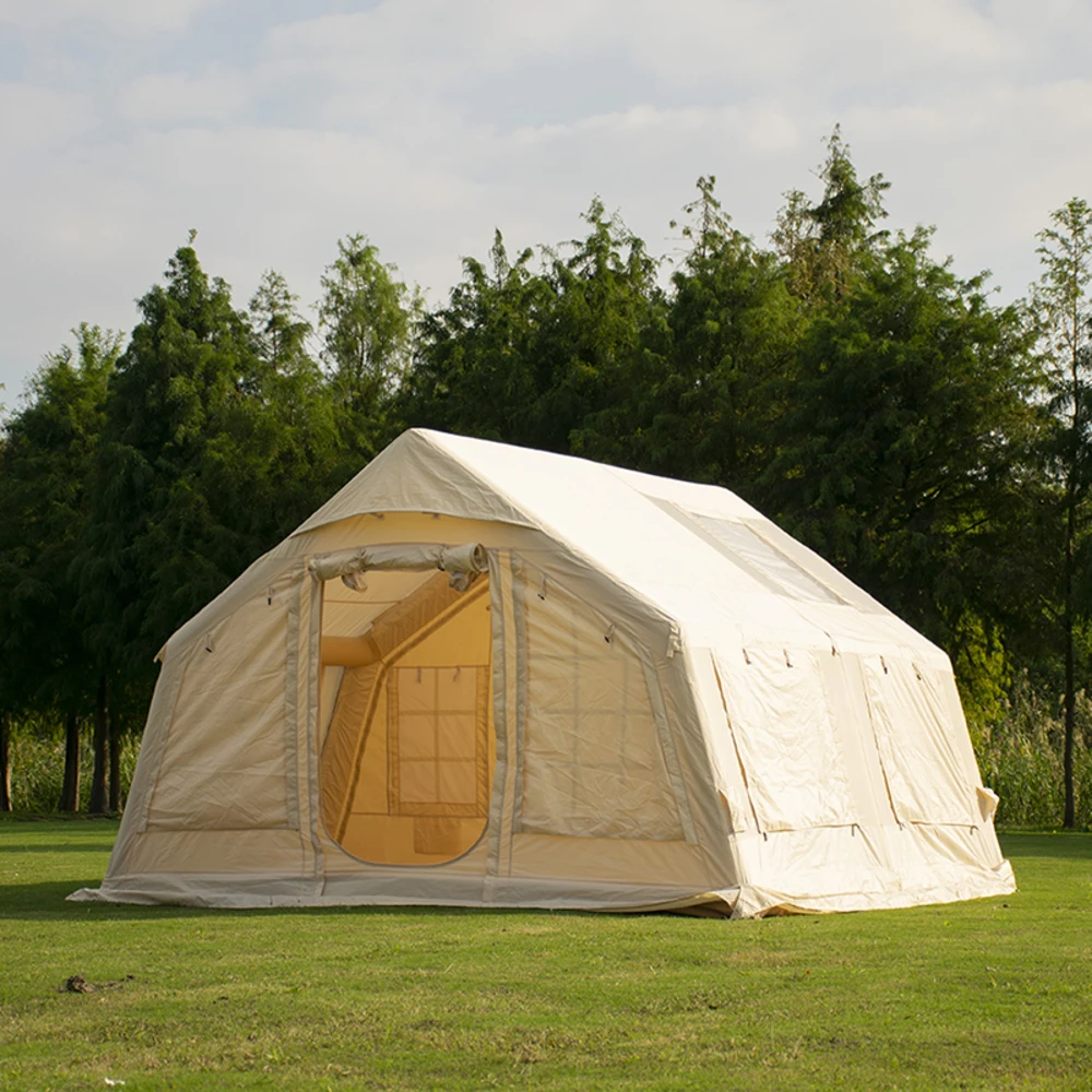 

Hot sale!Large Outdoor Family Tent for Camping Waterproof Oxford Canvas with Air Cotton Glamping Inflatable Feature