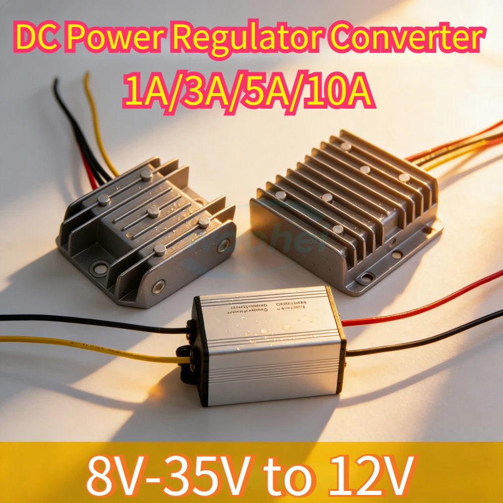 

8V-35V to 12V 1A 3A 5A 10A DC Power Boost Buck Converter Voltage Stabilizer Automotive Power Supply Moudle For Car Waterproof