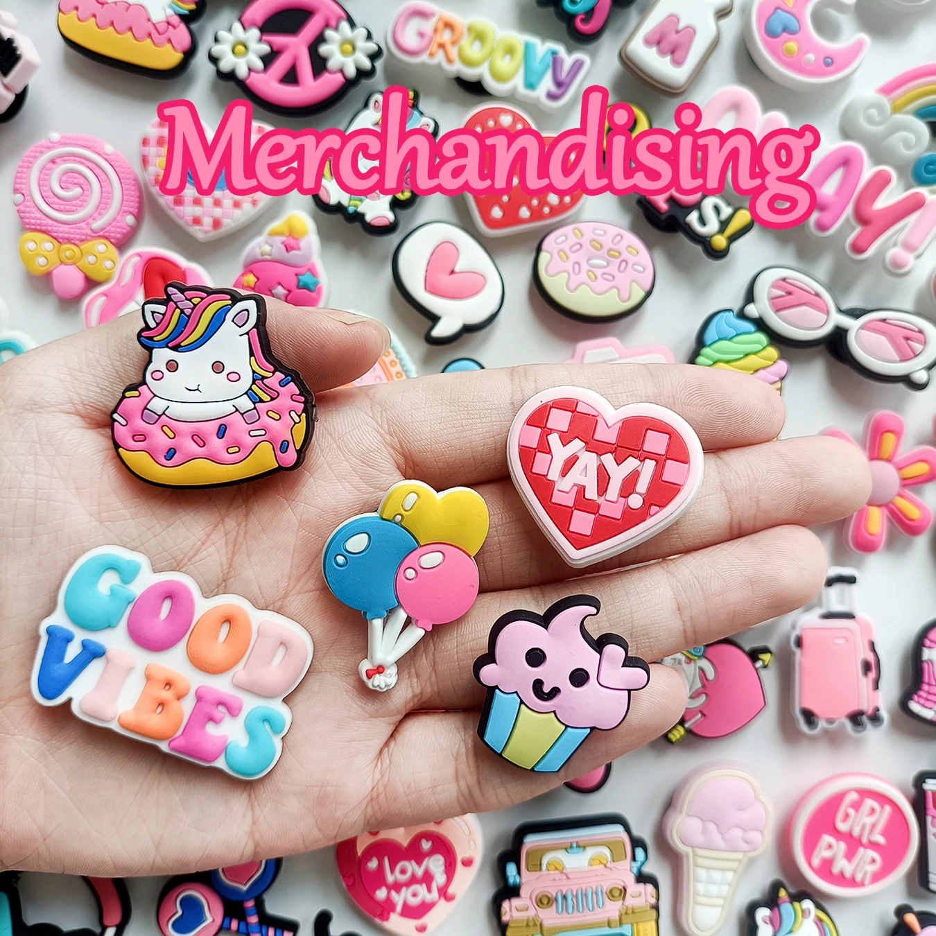 سحر الديكور الرياضي الوردي العشوائي سلسلة الكرتون ، صنادل تنفس ، شبشب ، قابلة للفصل ، بولي كلوريد الفينيل ، إكسسوارات ناعمة ، تصنعها بنفسك ، #5