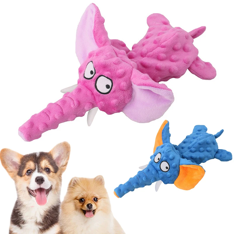 Funny Plush Dog Squeaky Toys Elephant Shaped Dogs Interactive Chew Toy For Small Large Pets Supplies