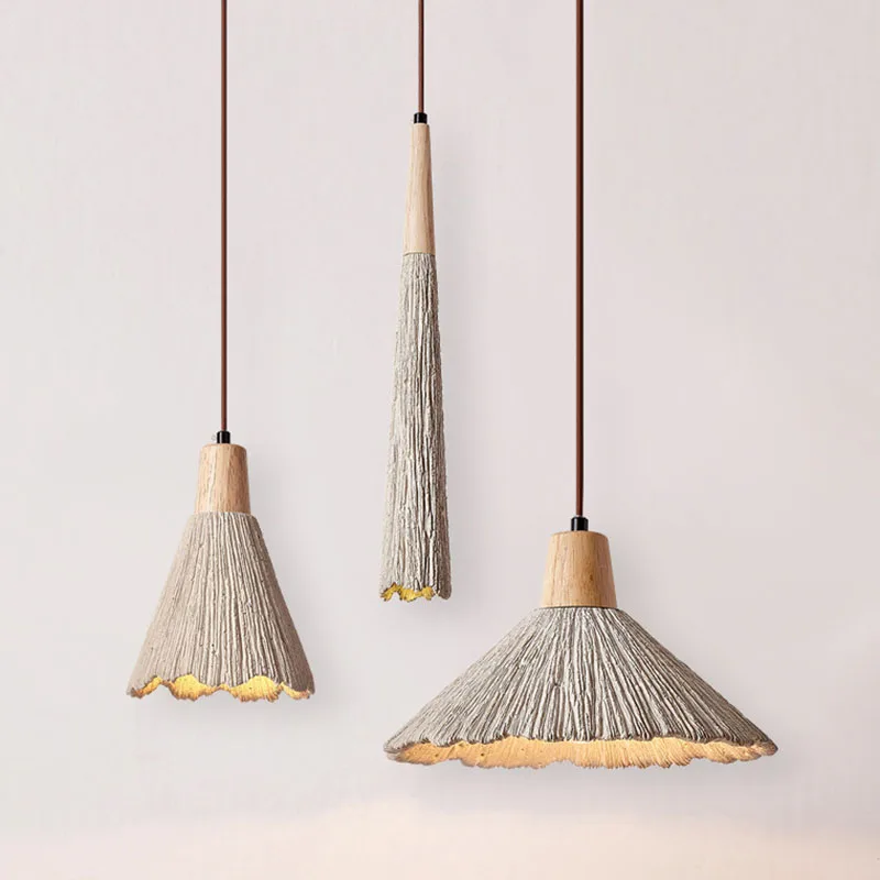 Japanese Wabi-Sabi Style Pendant Lighting Restaurant Hanging Lamp Homestay Living Room Bedroom Bedside Micro-Cement Chandelier