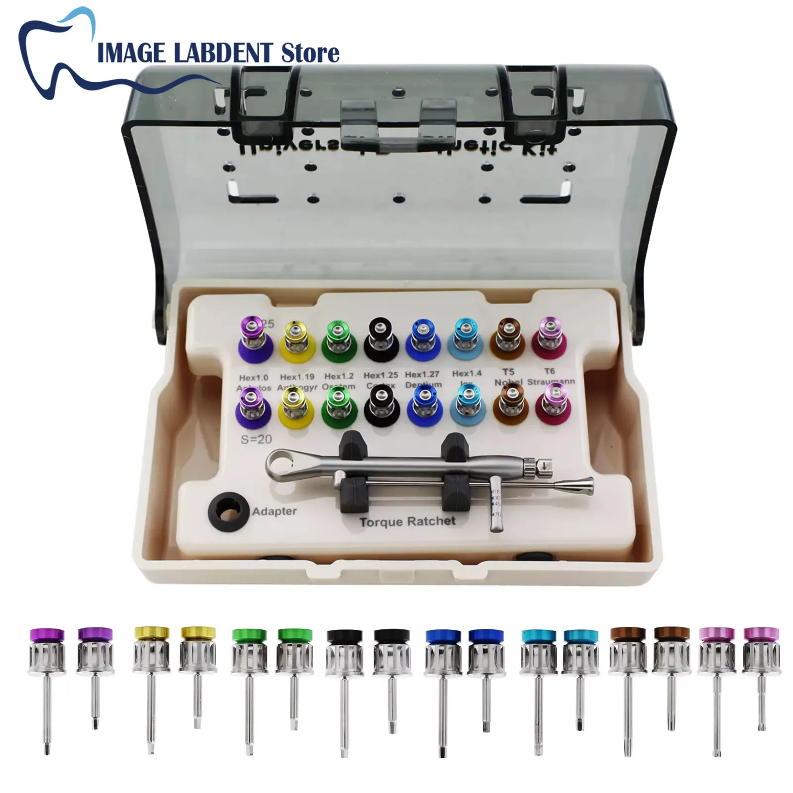 Dental Universal Implant Torque Screwdrivers Wrench Kit 15-70NCM Ratchet Drivers Dentistry Implantology Prosthetic Tools