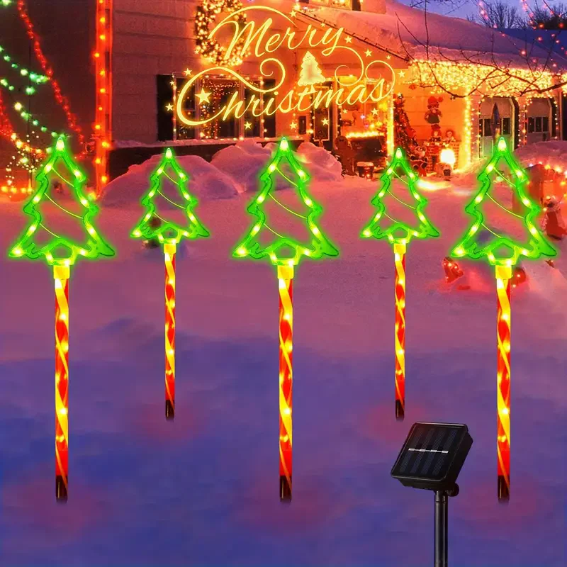 Luz de enchufe de Tierra Solar para árbol de Navidad, decoración de vacaciones para patio, luz de ambiente festivo, luces de césped, decoración de entrada, 804