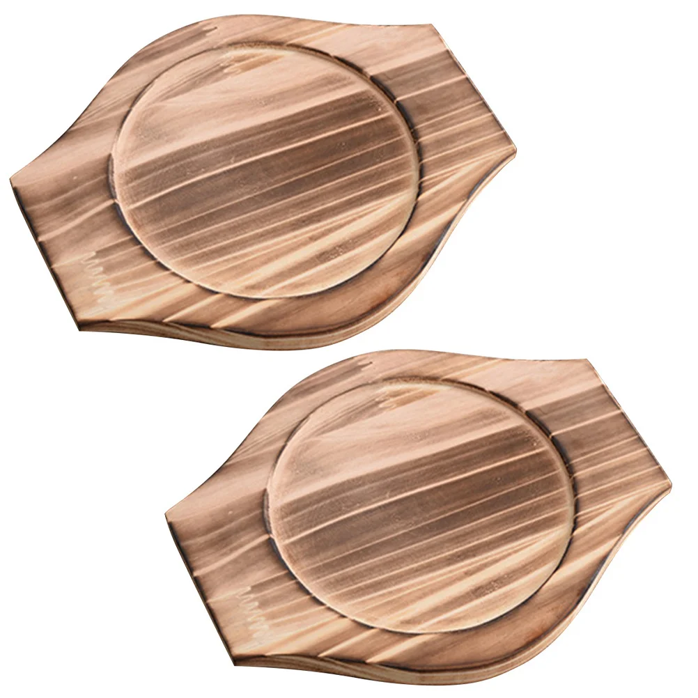 

2pcs Stone Bowl Wood Pad Desktop Casserole Holder Reusable Kitchen Accessory Wear-Resistant Pot Mat Tabletop Cooking Supply