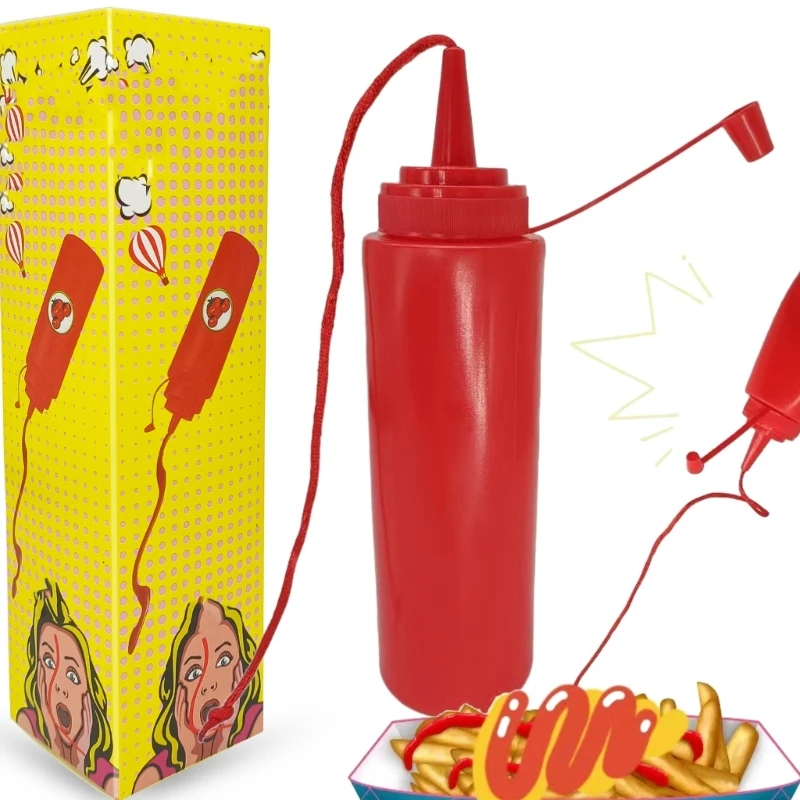 Garrafa ketchup truque novidade com função esguicho seguro para celebração evento 15UB
