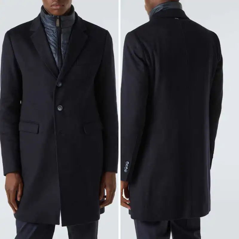 

Красивое шерстяное пальто с зубчатыми лацканами, мужское однобортное длинное пальто, повседневная официальная мужская теплая куртка по индивидуальному заказу