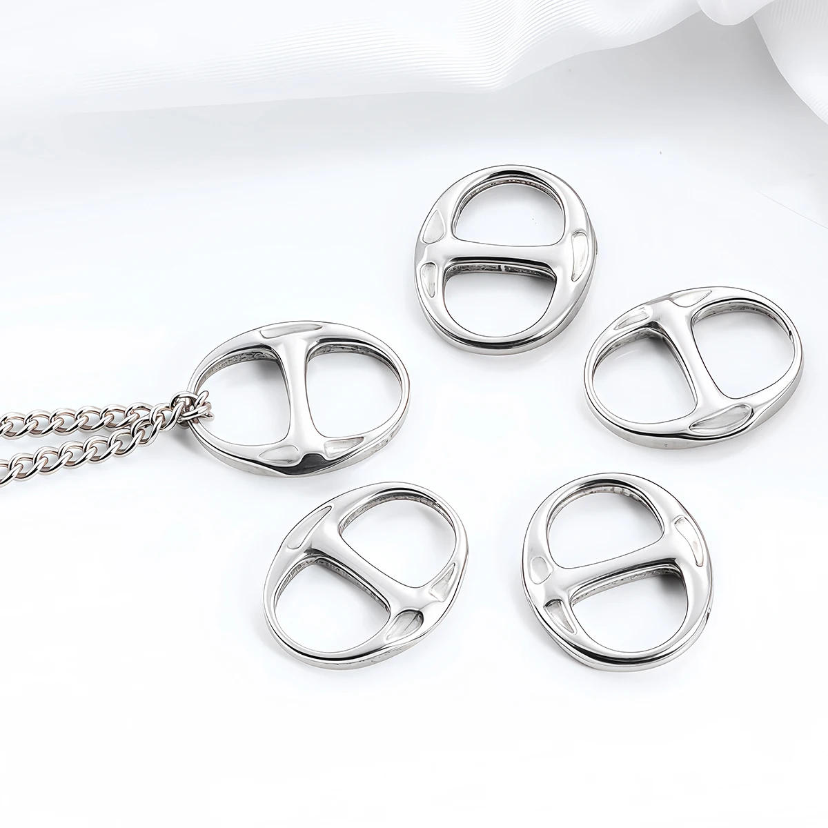 2-5 Stück Edelstahl-Anhänger, ovale Schmuckverbinder, nicht verblassend, für DIY handgemachte Armbänder, Halsketten, Zubehör – Detail 2