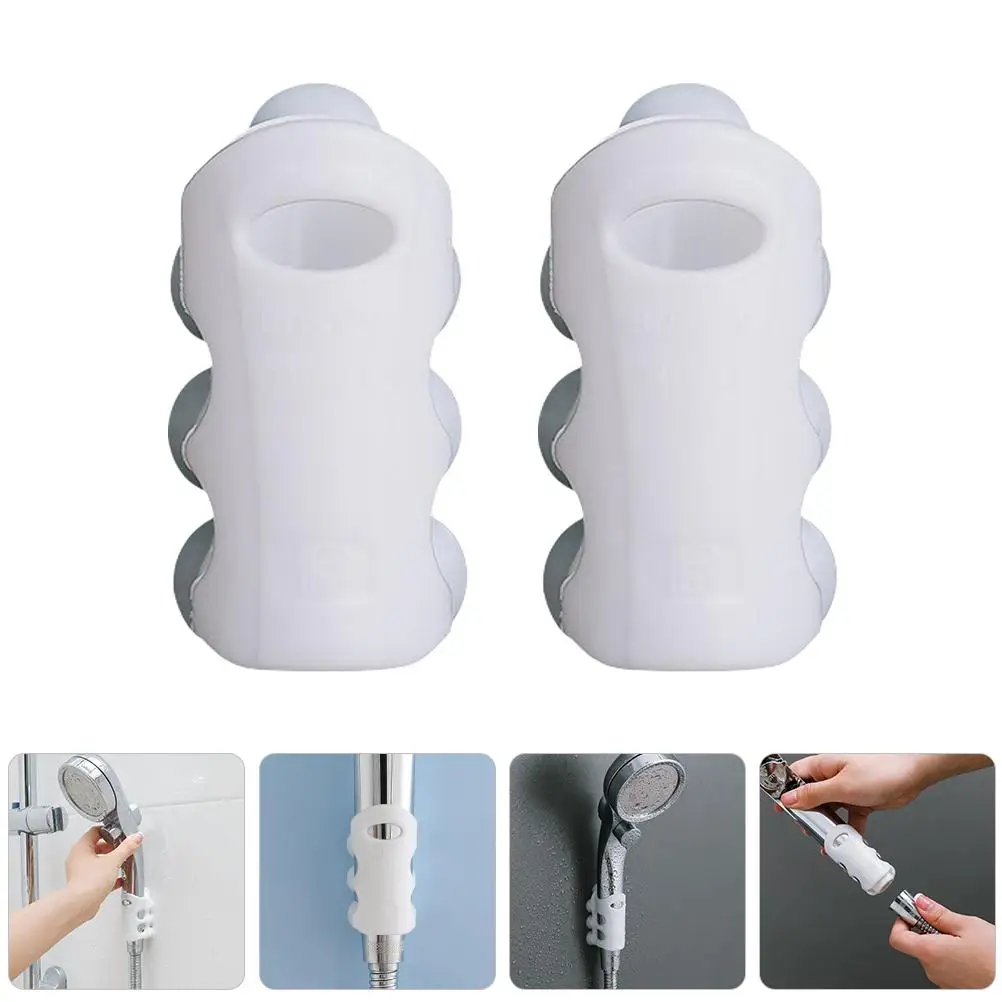 2 Pcs Silicone Suction Cup Rabbit Pattern Handheld Shower Head Holder Bathroom Accessories Removable Wall Bracket Shower Ball