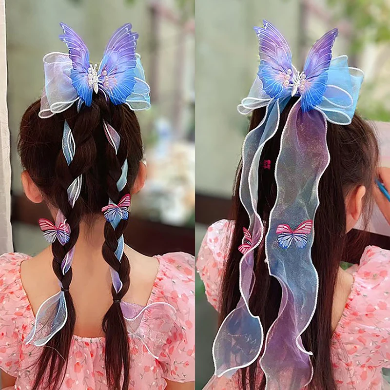 Children's Hair Accessories Bows Ribbons Braided Hairpins Headdresses Summer Girls Princess Hairpins