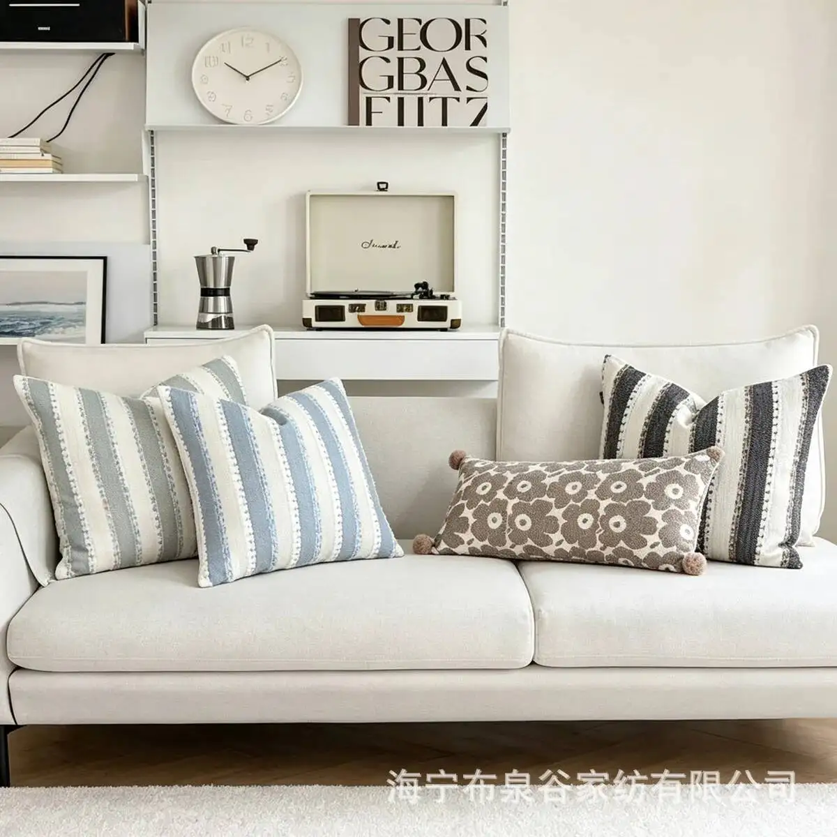 Gestreifter Plüsch-Kissenbezug im modernen minimalistischen Stil, Baumwolle und Leinen, weicher Boho-Nordic-Dekokissenbezug für Sofa, Bett, Heimdekoration – Detail 4