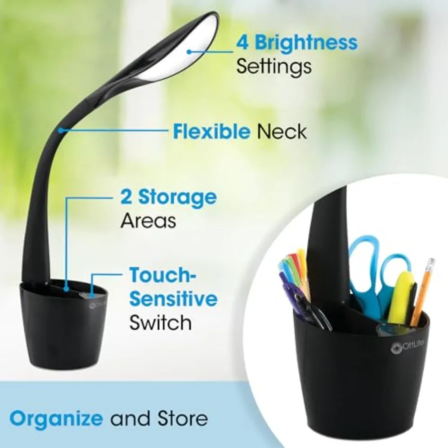 LED Desk Space Organizer Lamp - 4 Brightness Levels, Additional Storage, Great for Workstation, Offices, Dorms