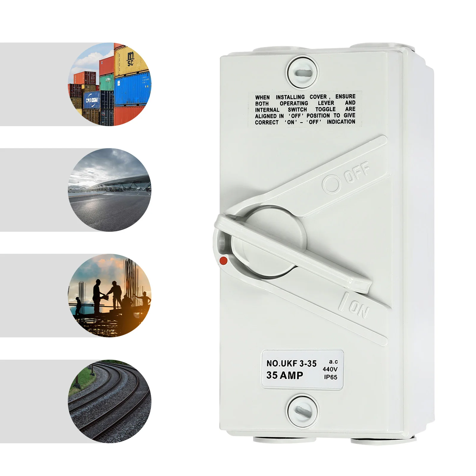 IP65 مفتاح عزل مقاوم للعوامل الجوية 35A 3 أقطاب مفتاح عزل أمان مناسب للحالات الخارجية #2