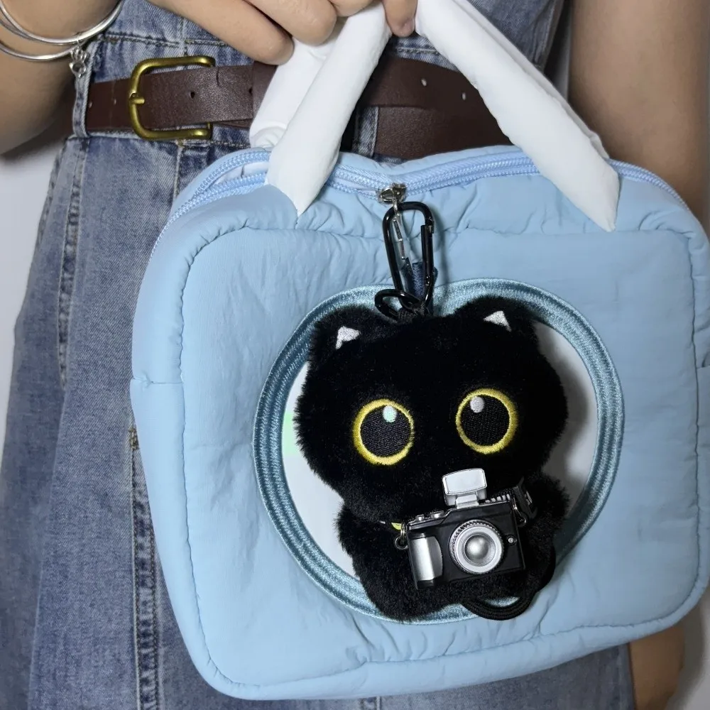 New Scarf Black Cat Plush Doll Keychain Camera Shoulder Bag Doll Bag Pendant Car Key Ring School Bag Decoration - view 4