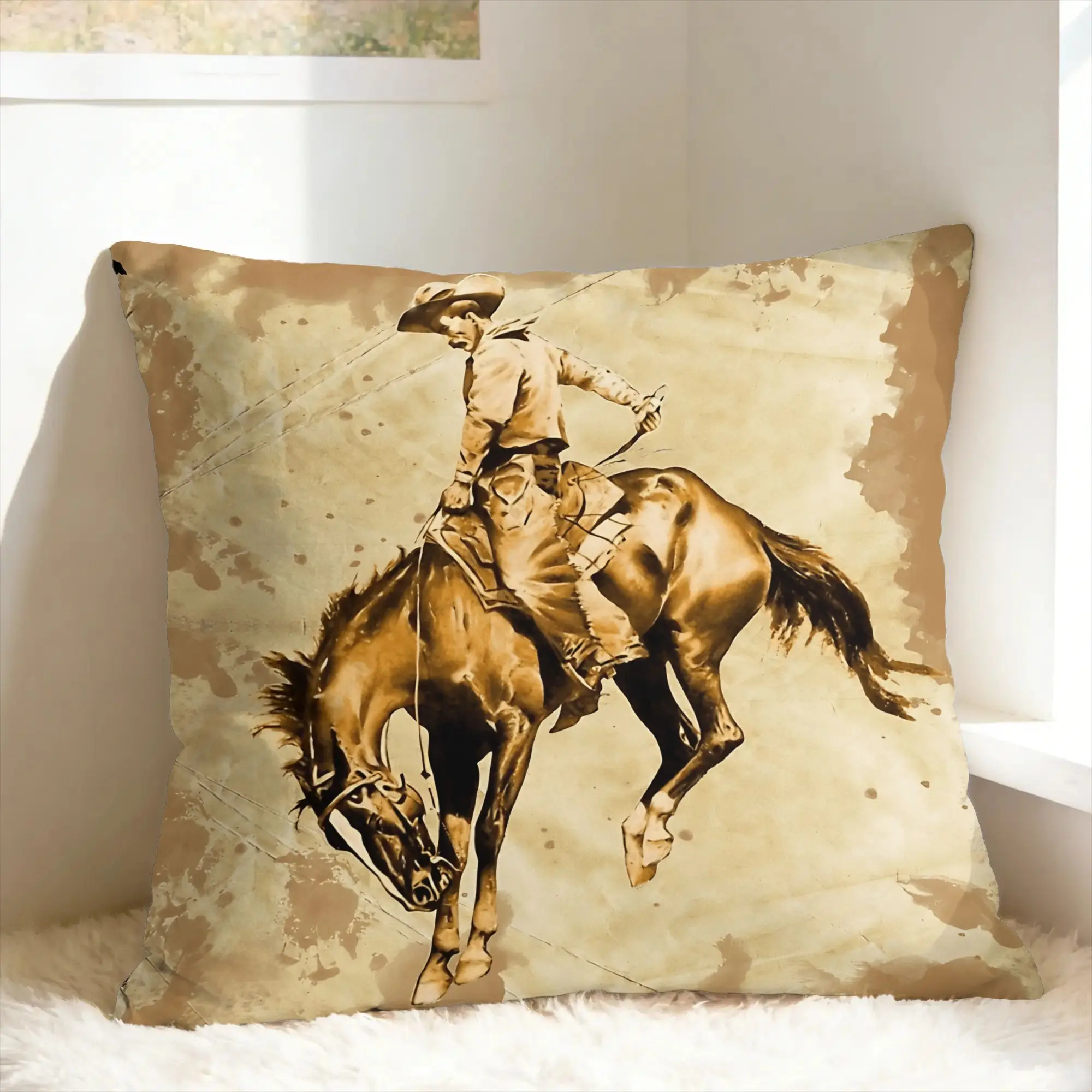 Equestrian Pillowcases  Retro Trendy Pillow Case For Office Car Home Decor Print Pillow Cover