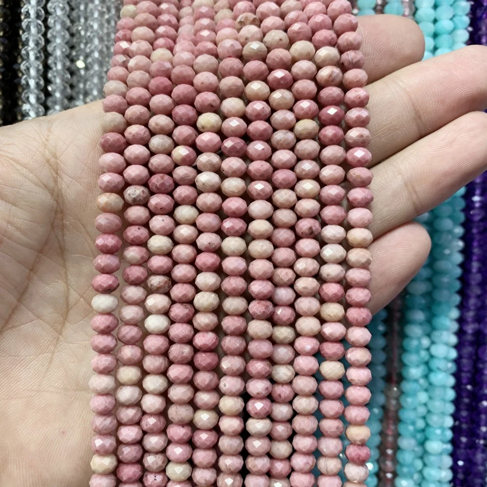 Perline di pietra di ametista amazzonite sfaccettata in cristallo naturale Distanziatore allentato a sezione piccola per la creazione di gioielli Bracciale collana fai da te 15''