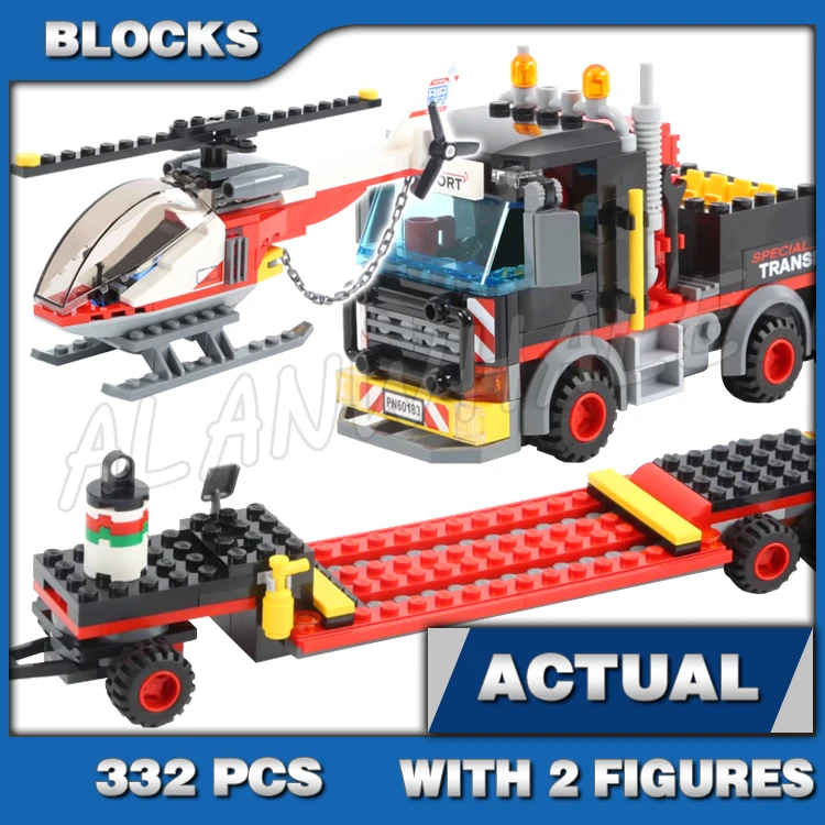 322個入り シティ グレート ビークルズ 重貨物輸送トレーラー ヘリコプター 10871 ビルディングブロックセット ブリック モデルと互換性あり