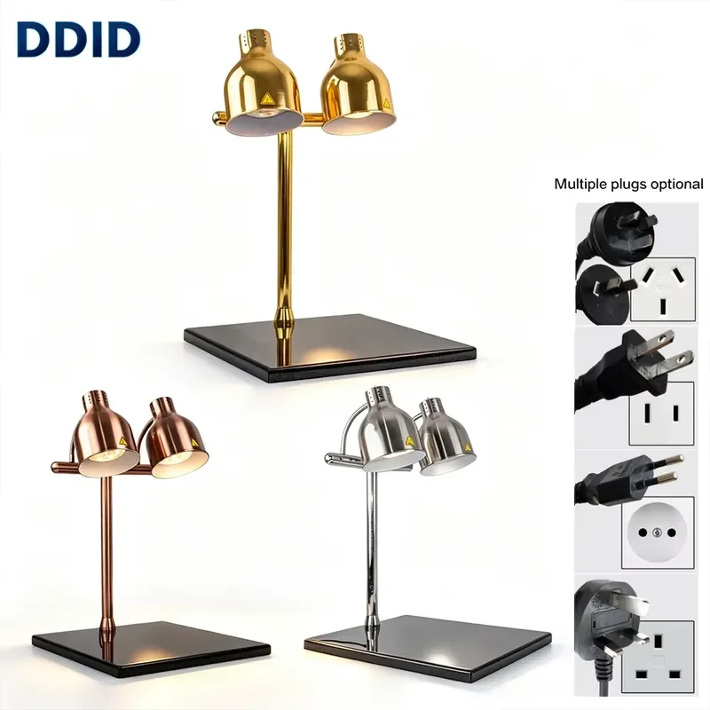 Commercial Buffet Food Warmer with Black Marble Base Gold Stainless Steel Insulation Light for Hotel Restaurant Kitchen