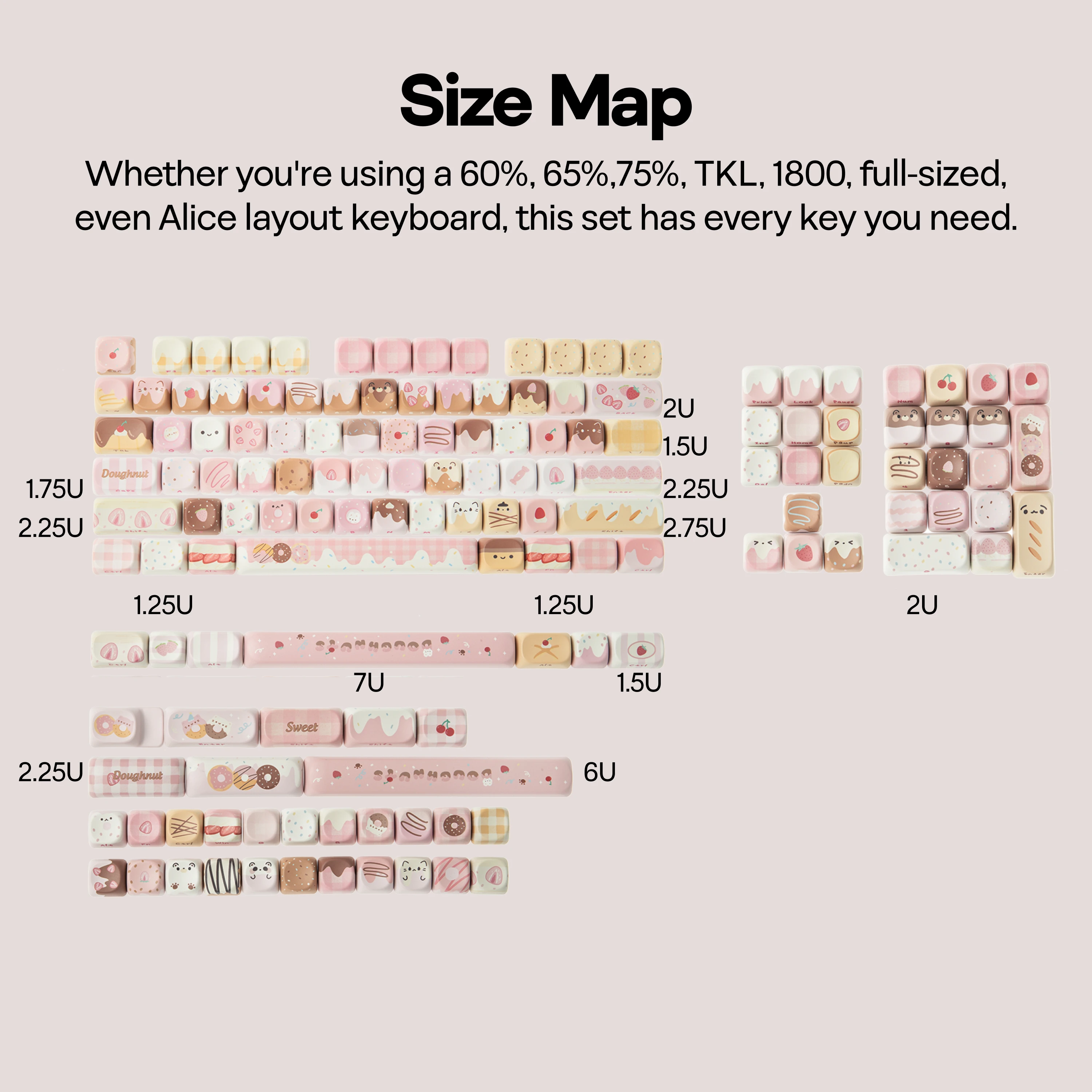 KiiBOOM Dough Fluff Keycap 144(MOA)/143(Cherry) 5-Side Dye-Sublimation Keys for 60%/65%/75%/TKL/Full-sized Mechanical Keyboard view 6