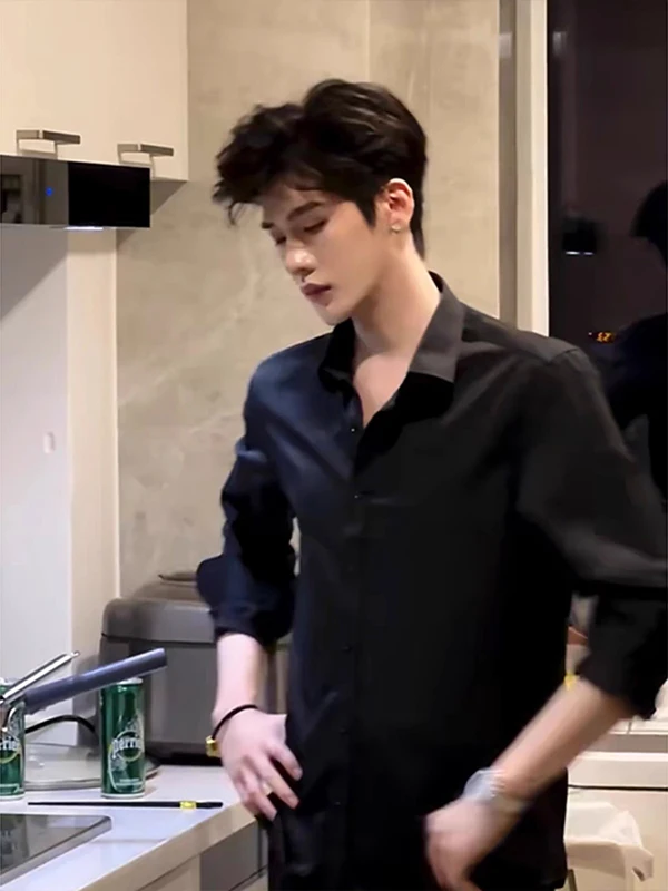 

Neapolitan Long Sve irt Men's 2025 New Sle Suit Inner irt High-End American Slim Fit Cool Jaet Youth Faion Summer