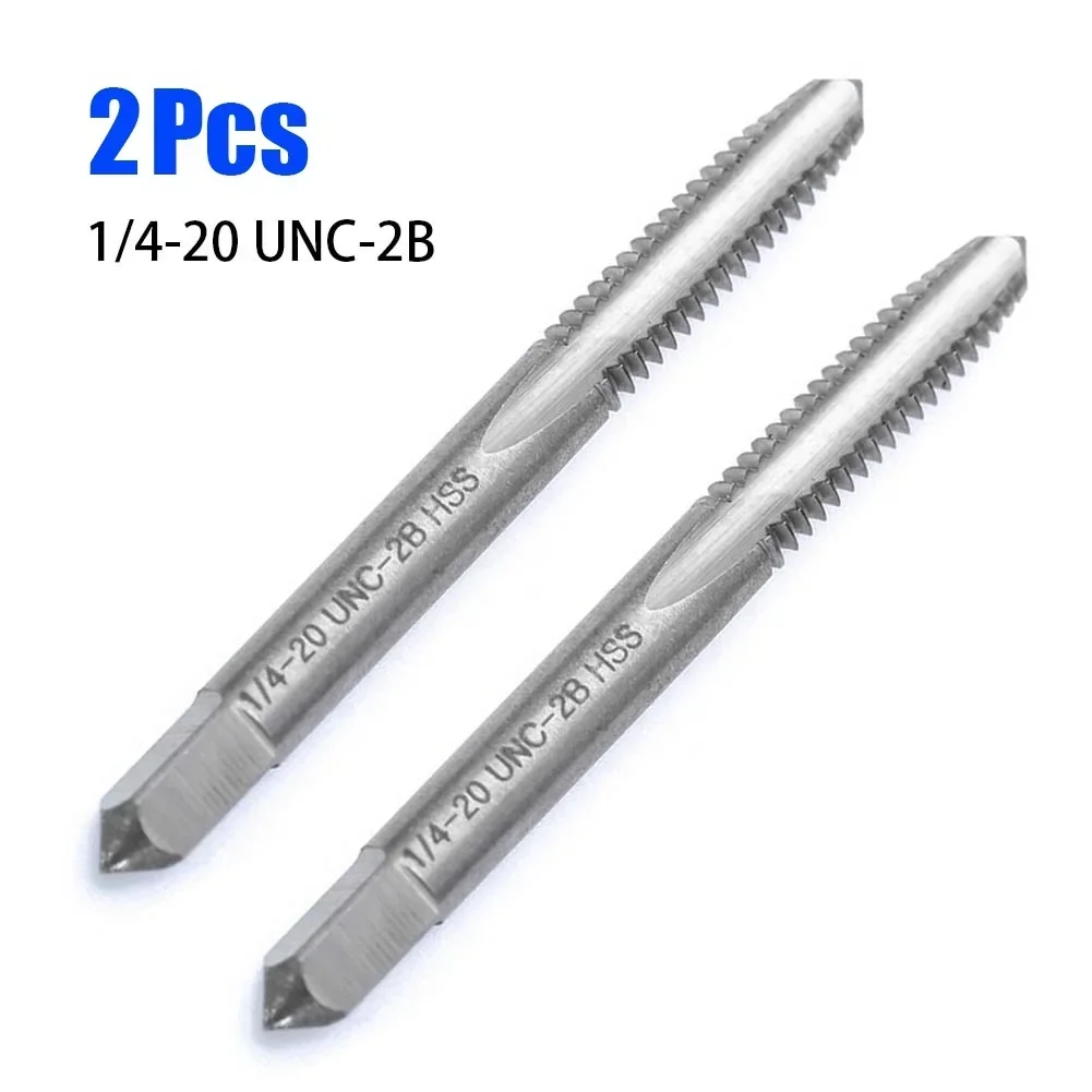 2pcs/set 1/4-20 UNC-2B Right Hand Taps HSS Straight Flute Thread Drill Screw Tap Screw Thread Tap Threading Tool Screw Tap