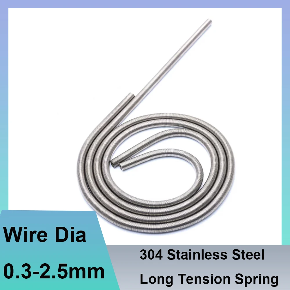 1Pcs Length 1000mm Wire 0.3-2.5mm 304 Stainless Steel Long Tension Spring OD 3mm-25mm Industrial Accessories Extension Springs