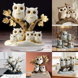 Elegant White Owls Statue,2D Flat  Acrylic Figurine,Home,studio,Cafe,room,office,display Case,Table Ornament Desktop Decor Gift