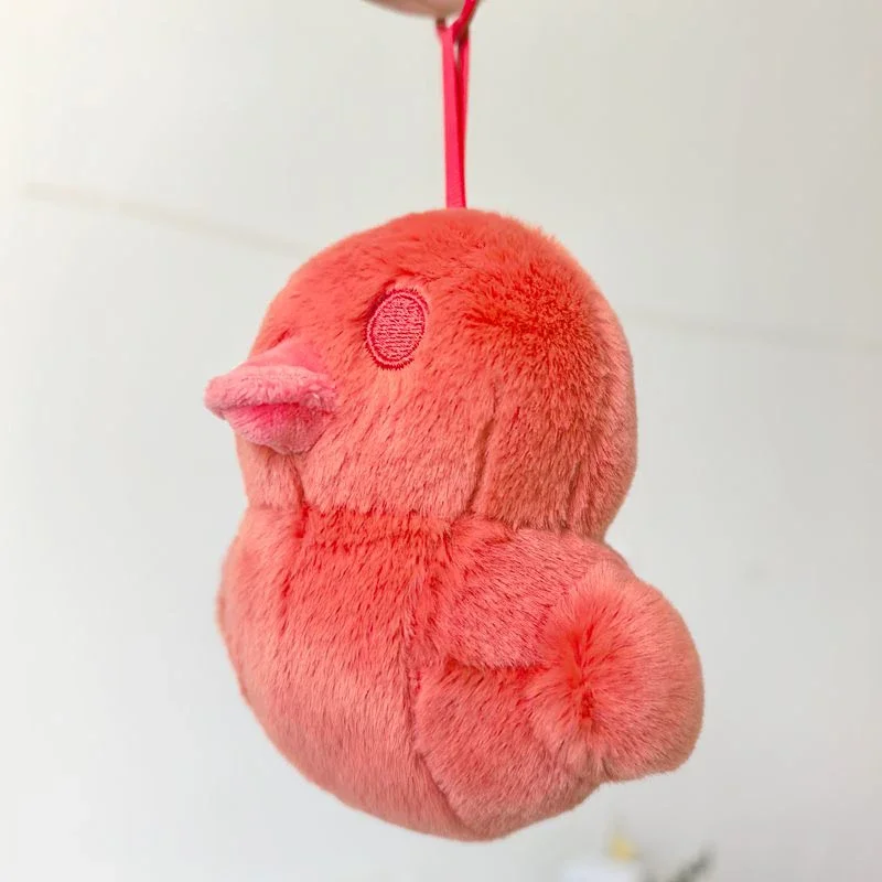 Cute Pink Chick Plush Keychain Round Fluffy Duckling Stuffed Doll Bag Charm Pendant For Backpack Purse Handbag Accessory Gift