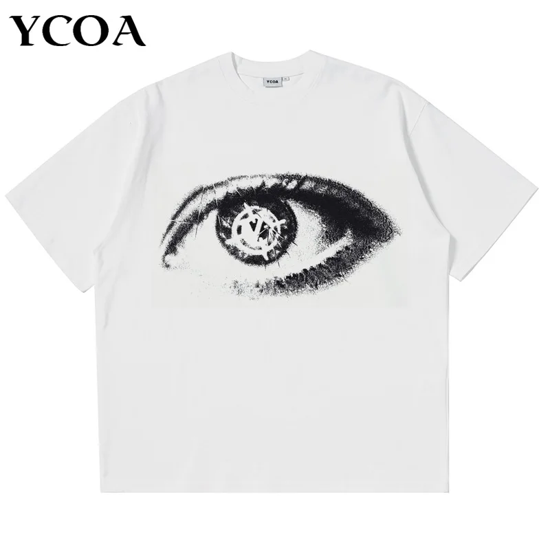 Men Tshirt Iris Tee Cotton Summer Short Sleeve Tops Vintage Harajuku Streetwear Oversized Graphic Fashion Korean Popular Clothes