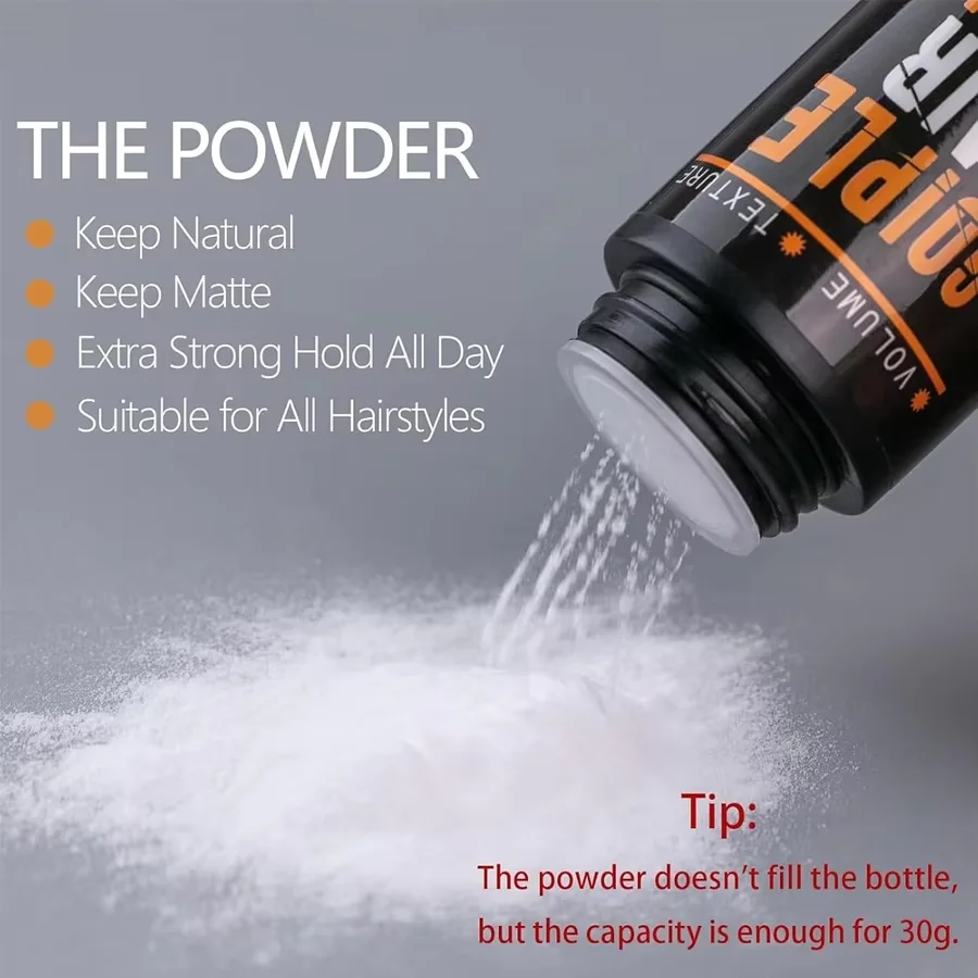 All Day Holding Fluffy Powder for Men Matte Look and Volume Texture Styling Product Quick Refreshing Oil Control Styling Powder