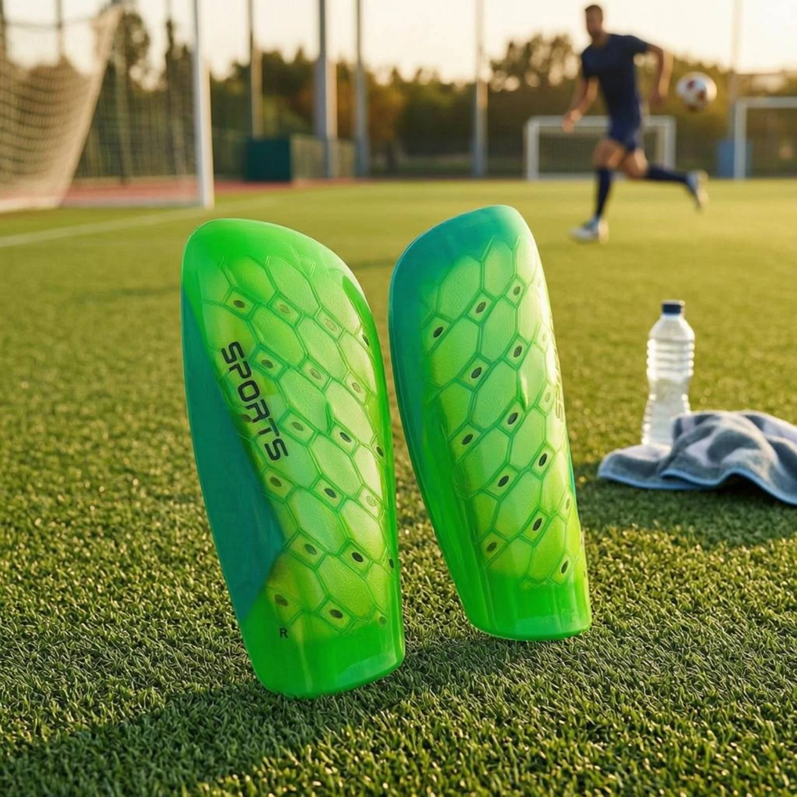 Soccer Shin Guards Translucent Shell Football Shin Guards Leg Guard Breathable Safeguarding Pad Secure Fit view 6