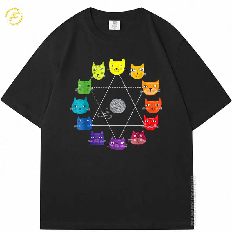 

Colorful Tees Cat T-shirts Men Print Tshirt Teacher Short Sleeve Oversized T-Shirt חולצות קצרות גברים Camisetas Hombre 애니메이션 티셔츠