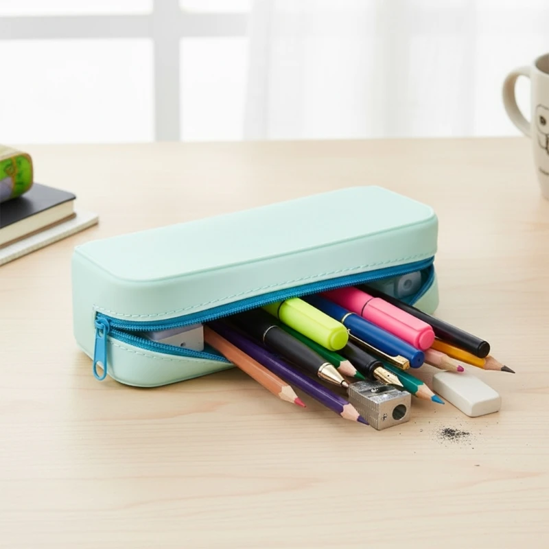 Multifunctional Pen Bag Zippered Silicone Pencil Case Large Capacity Waterproof Pencil Organiser Pouches For Student Kid