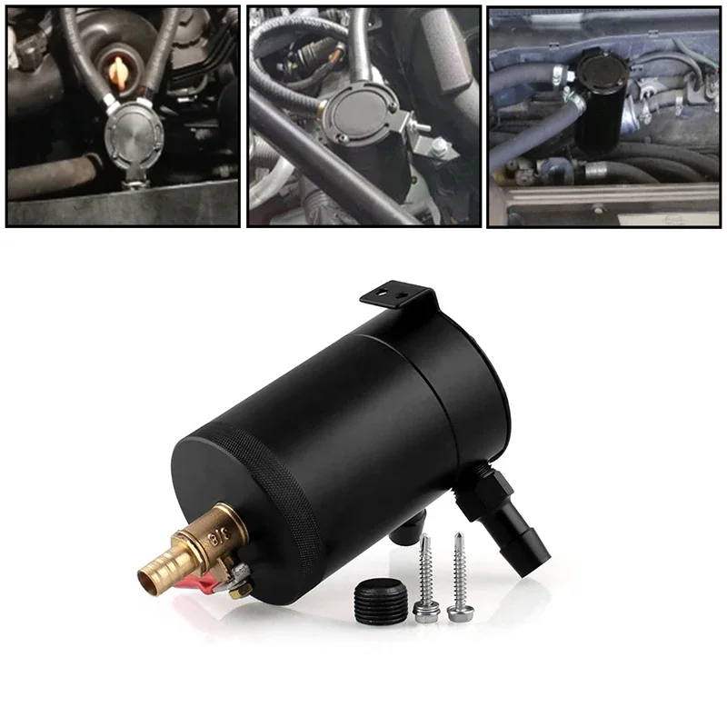 

2-Port Universal Oil Catch Can Compact Baffled Aluminum Reservoir Oil Catch Tank Fuel Tank Two hole breathable Kettle