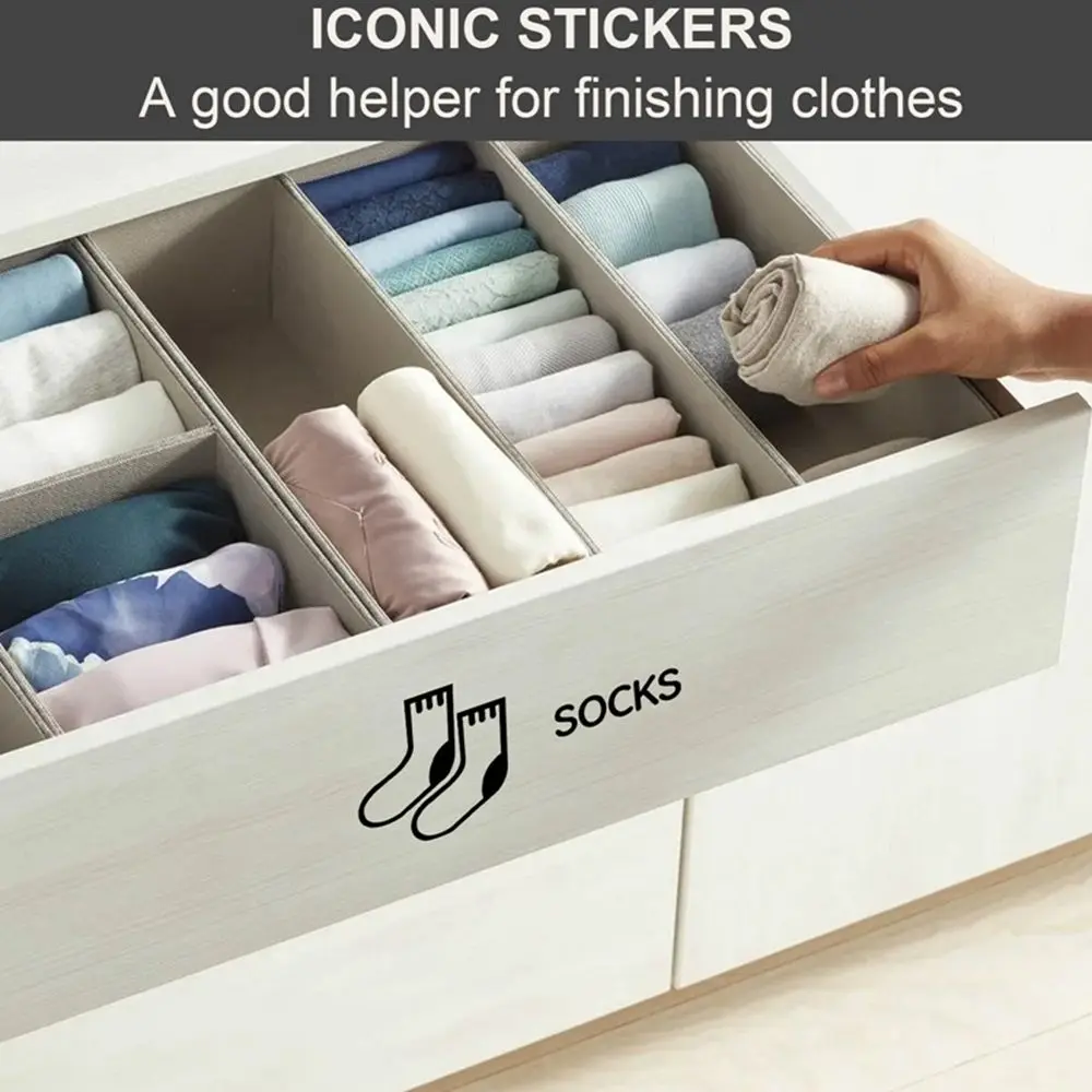 

Stickable 7Pcs Clothes Classification Fresco Art Wardrobe Decor Beautify Decoration Closet Logo Sticker Wall Stickers Decals
