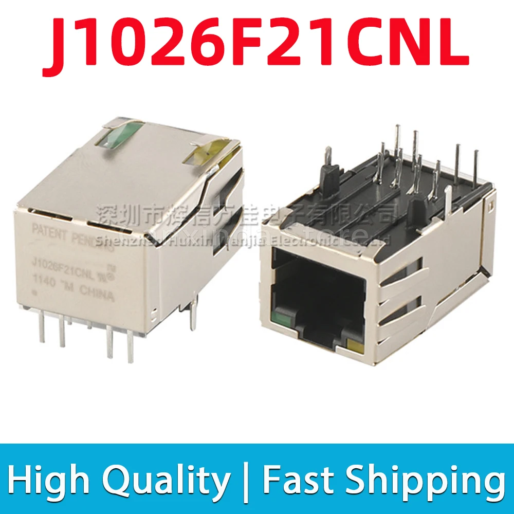 2pcs J1026F21CNL RJ45 Jack Network Single Port Tab Up LED 1CT:1 Filter Interface Connector 8 Pin 100 Base-TX Fast Ethernet CAT 5