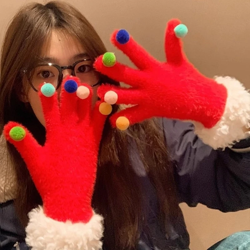 1pair Colorful Candies Mittens Bean Plush Gloves Unisex Warm Fashion Accessory for Autumn and Winter