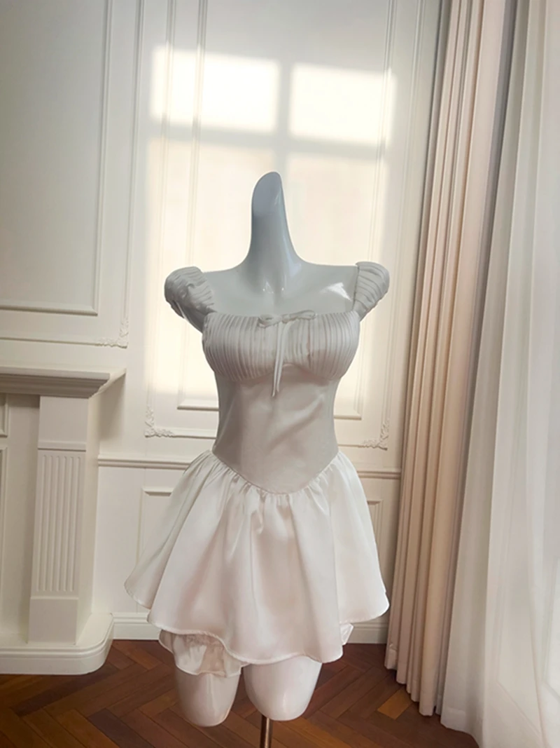 Ele Sweet Sle geplooid slim fit satijn Dr hoge taille A-lijn ort Dr voor bruiloft date par prestaties dagelijks gebruik