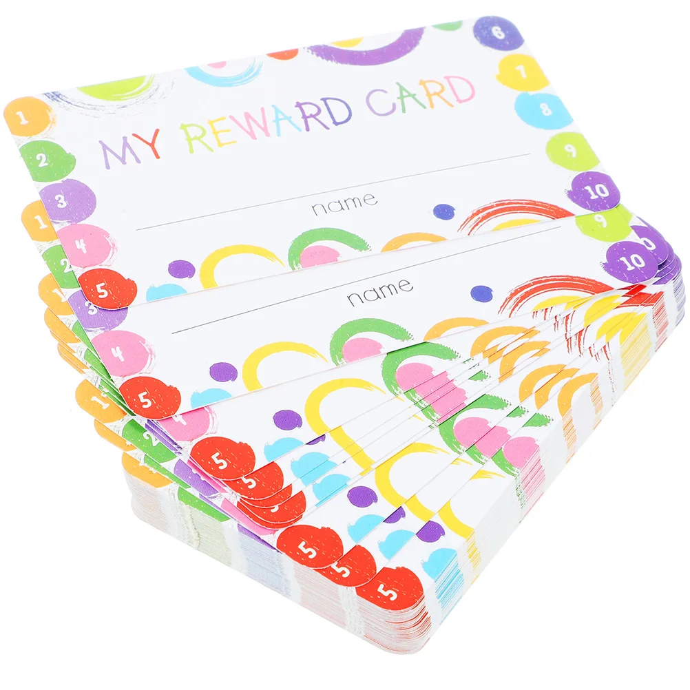 

100 Sheets Behavior Reward Cards 5x9cm Cartoon Punch Cards Classroom Teaching Kids Loyalty System Student Incentive Tools