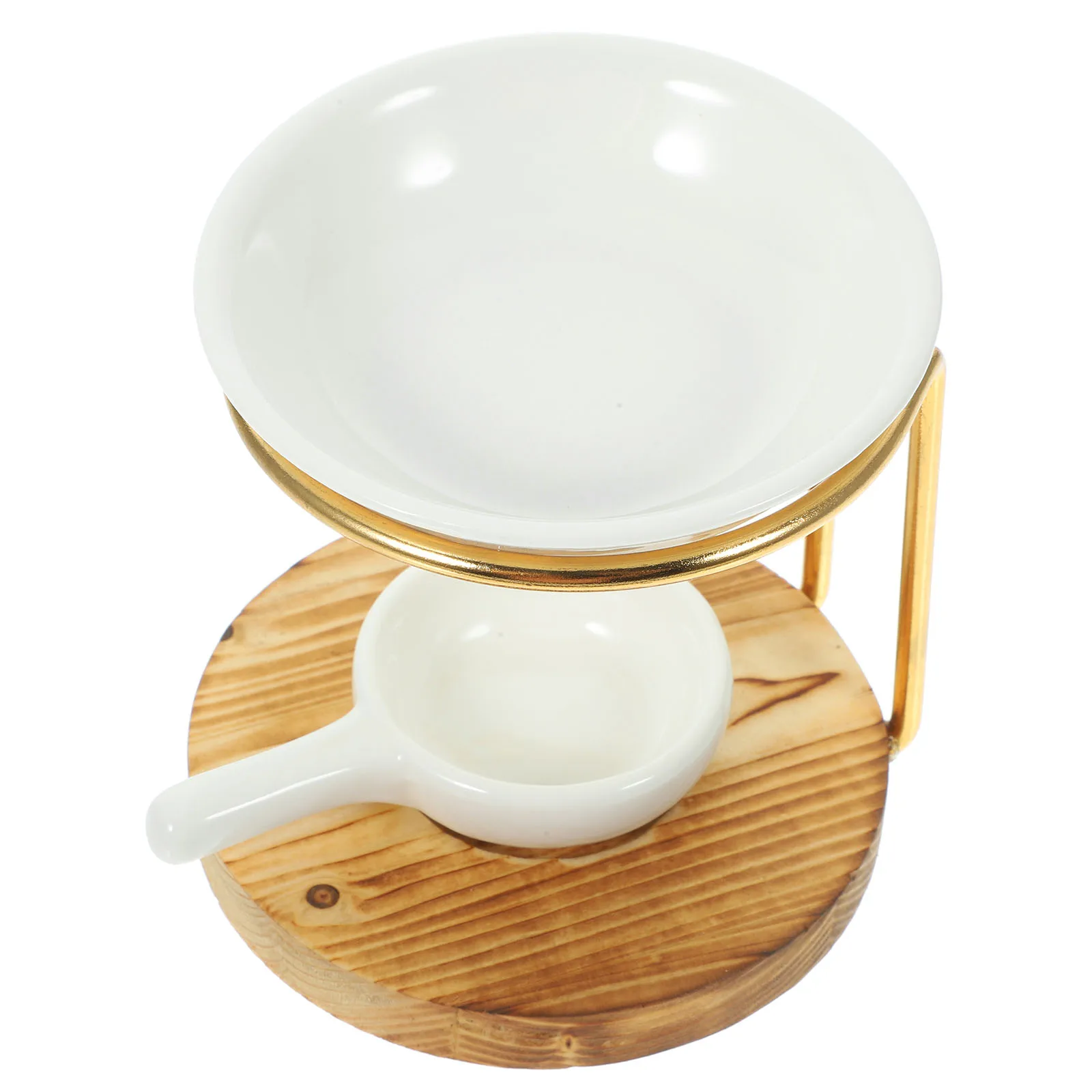 

1Set Essential Oil Burner Ceramic Wood Iron Vintage Tealight Wax Melt Warmer Holder Aroma Diffuser for Home Yoga Office