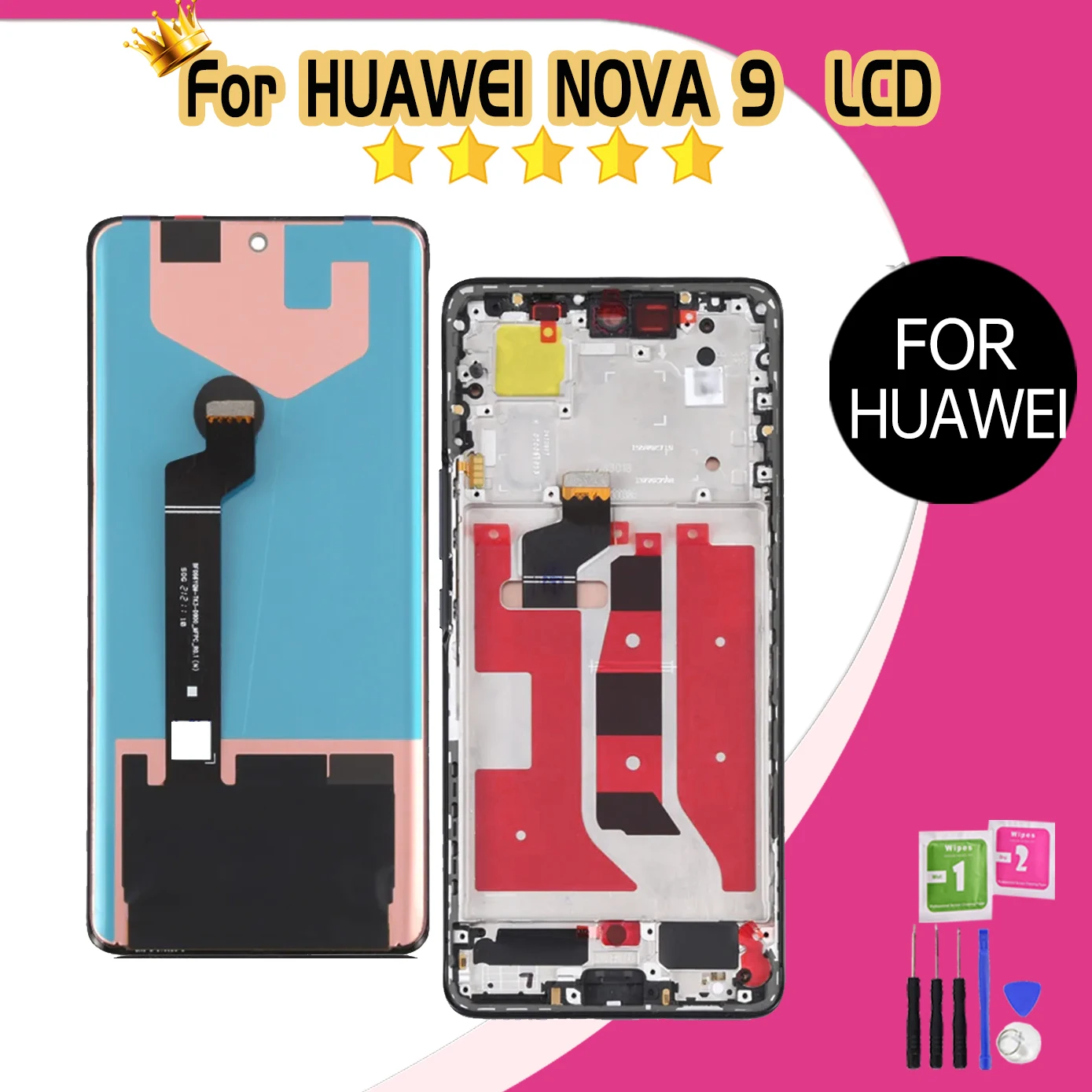 

6,57 "AMOLED для Huawei nova 9 NAM-AL00 LCD сенсорный экран дигитайзер Замена для HUAWEI Nova9 ЖК-дисплей в сборе