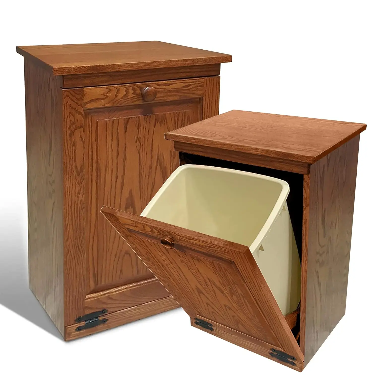 Out Cabinet, Decorative Trash Bin Cabinet for Kitchen, Bedroom, & Home Patio, Tilt Out Laundry Hamper Cabinet, Harvest